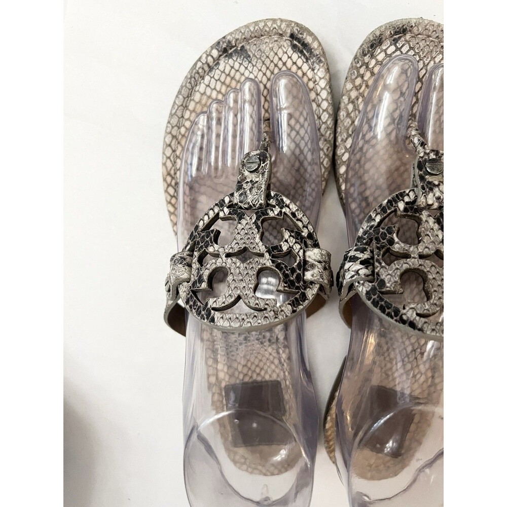 TORY BURCH Miller Thong Snakeskin Python Sandals $235 Size 8 - Picture 3 of 9